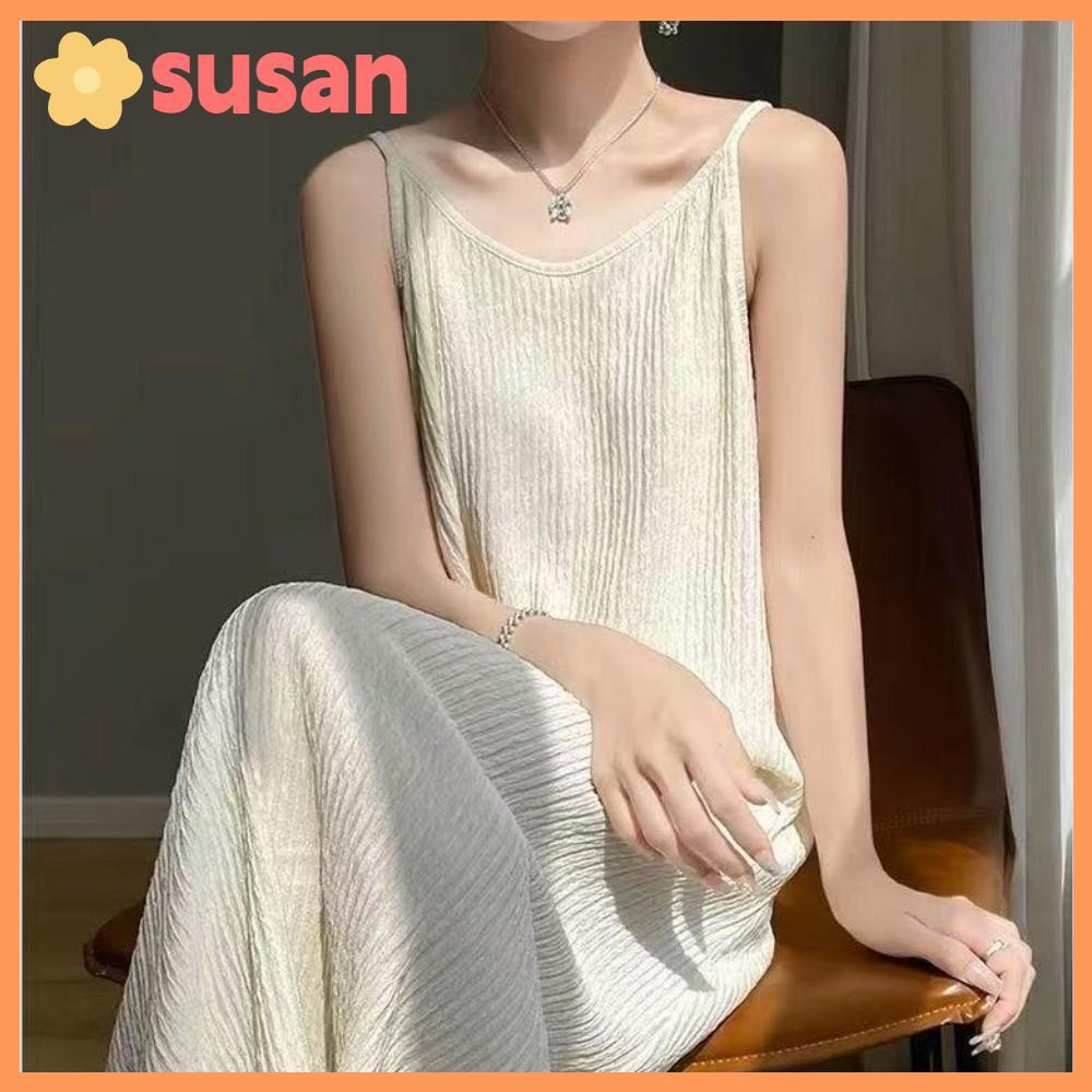 Đầm Maxi SUSANSU Cami, Đầm dáng rộng vừa vặn kiểu Pháp, Váy maxi không tay dài thanh lịch, Váy maxi 