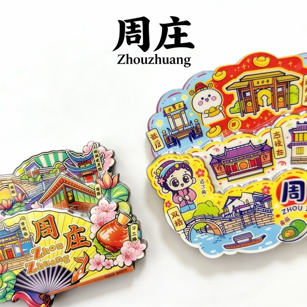 [Chuzhuang] Nhãn dán tủ lạnh du lịch Kunshan Chuzhuang Thành phố du lịch Ấn tượng Lưu niệm Vật liệu 