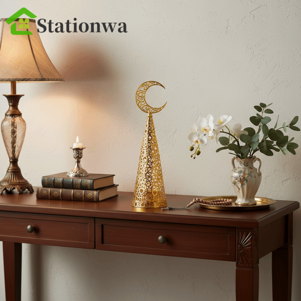Stationwa STATIONWA Moon Tealight Candle Holder, Vintage Hollow Tree Candle Holder, Trang trí nhà cử