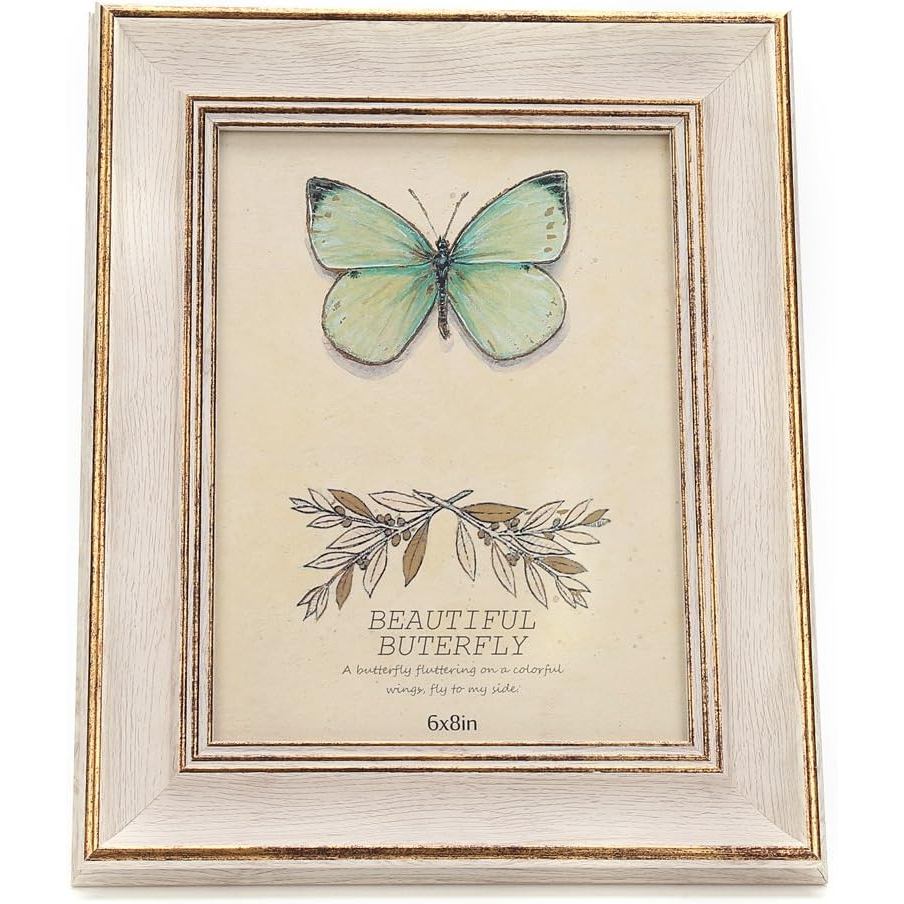 Khung ảnh mộc mạc phong cách cổ điển 6x8 inch để bàn hoặc treo tường có mặt trước bằng kính (6x8, Tr
