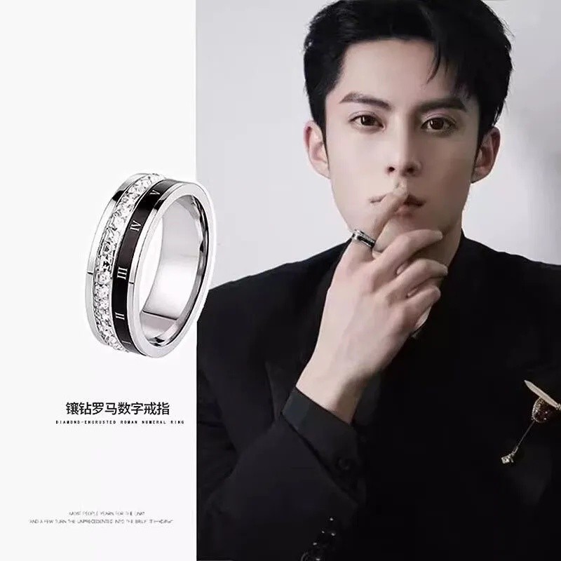 Nhẫn Xoay Được Chữ Số La Mã Nhẫn Nữ Gắn Kim Cương Sang Trọng Cao Cấp Nhẫn Độc Đoán Nam Không Phai Mà