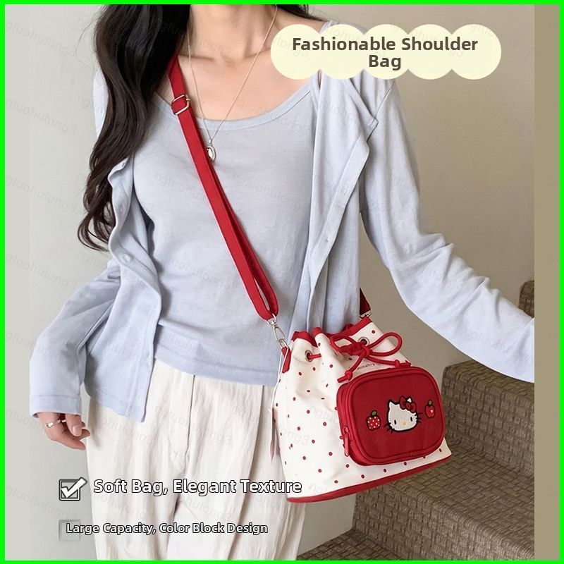 HT3 Sanrio HELLO KITTY Túi Đeo Vai Thời Trang Dung Tích Lớn Nhẹ Đa Năng Túi Đeo Ngang Di Động TH3