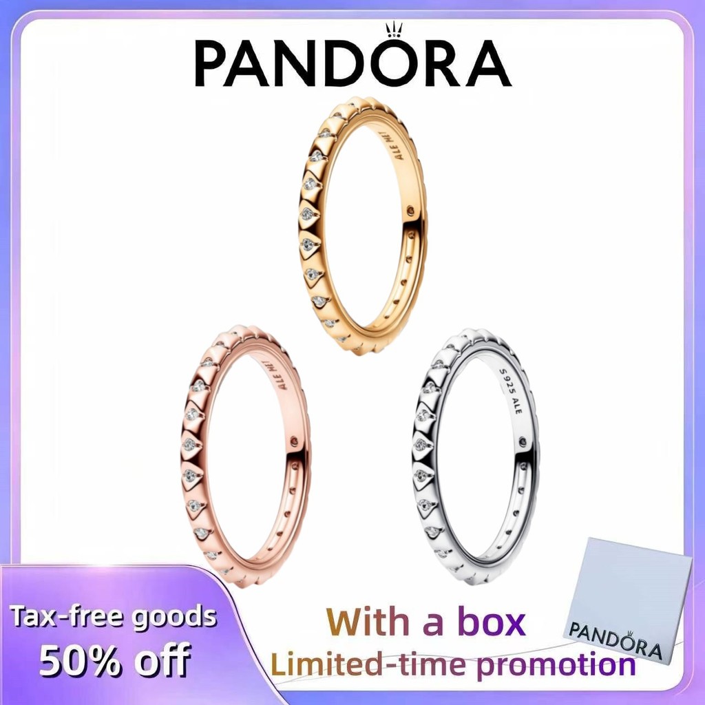 PANDORA (có hộp) trang sức Nữ Tính khí thanh lịch Ngày lễ Tình yêu Nhẫn quà tặng ghép đôi Pandora ME