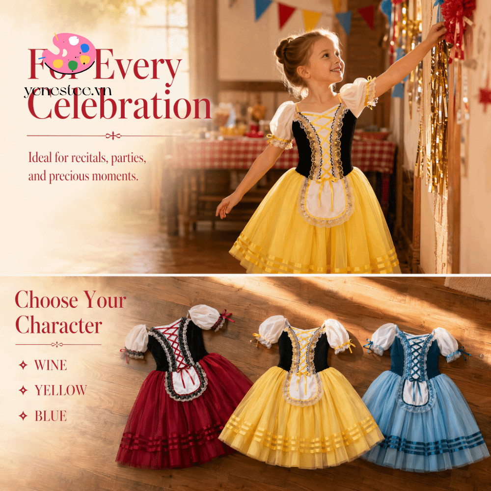 YENESTEE Thể Dục Vũ Leotard, Nhung Cross Ribbon Giselle Ballet Tutu Dress, Cổ Điển Ruffle Puff Tay Á