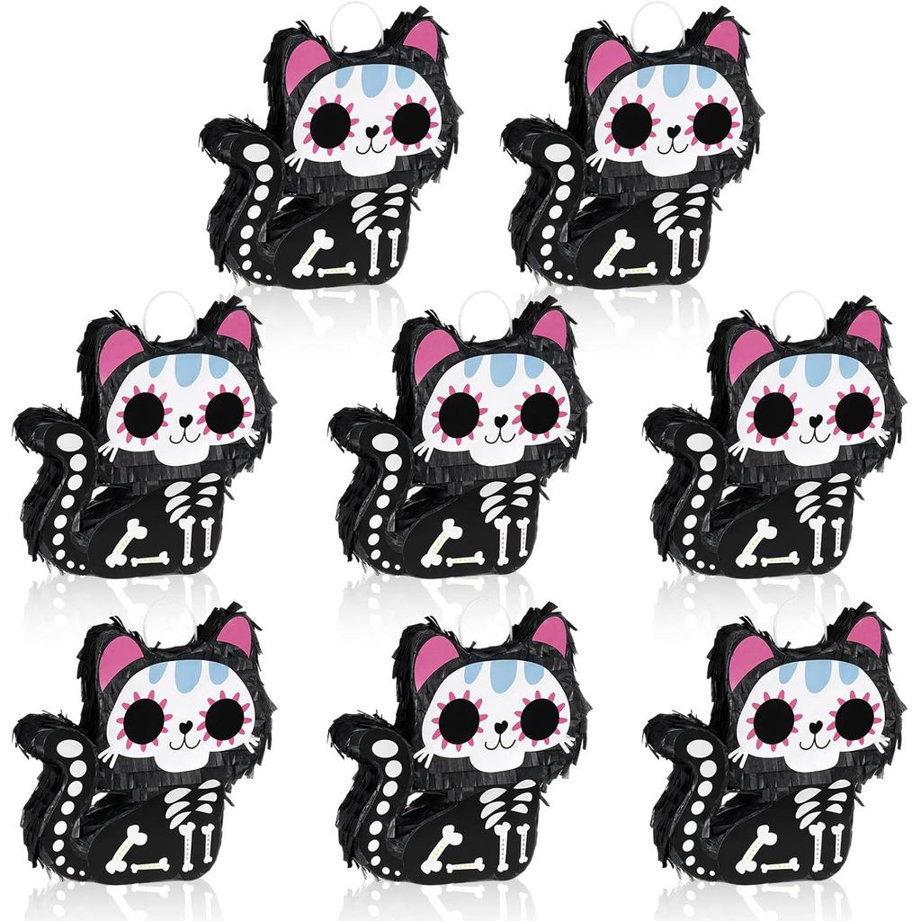 8 Gói Mini Pinata Day of The Dead Skeleton Cat Cinco De Mayo Party Fiestas Black Cat Pinata Kỷ Niệm 