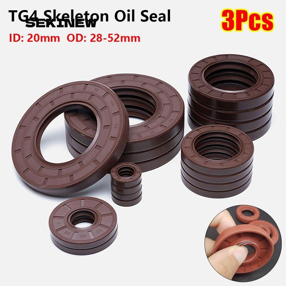 SEKINEW 3 Con dấu dầu bộ xương FKM, ID 20mm OD 28-52mm FKM Fluoro Rubber TC FB TG4 Phốt dầu, Vòng đệ