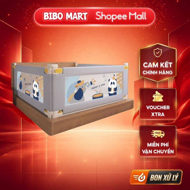 [MALL] Thanh chắn giường điều chỉnh độ cao Bibomart - An toàn cho bé, lắp đặt dễ dàng