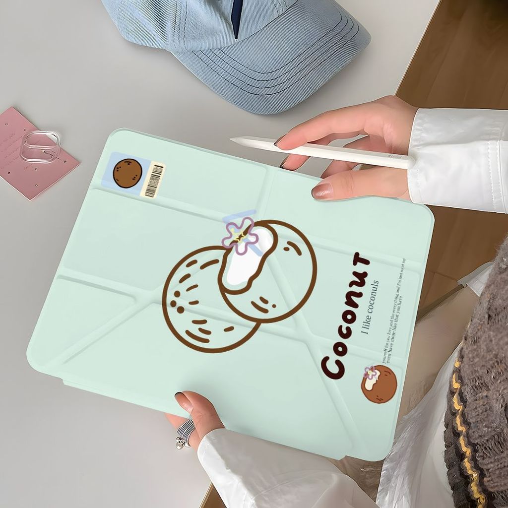 Ốp họa tiết dừa cho iPad Pro11, iPad Air7 vỏ cứng bảo vệ toàn diện máy