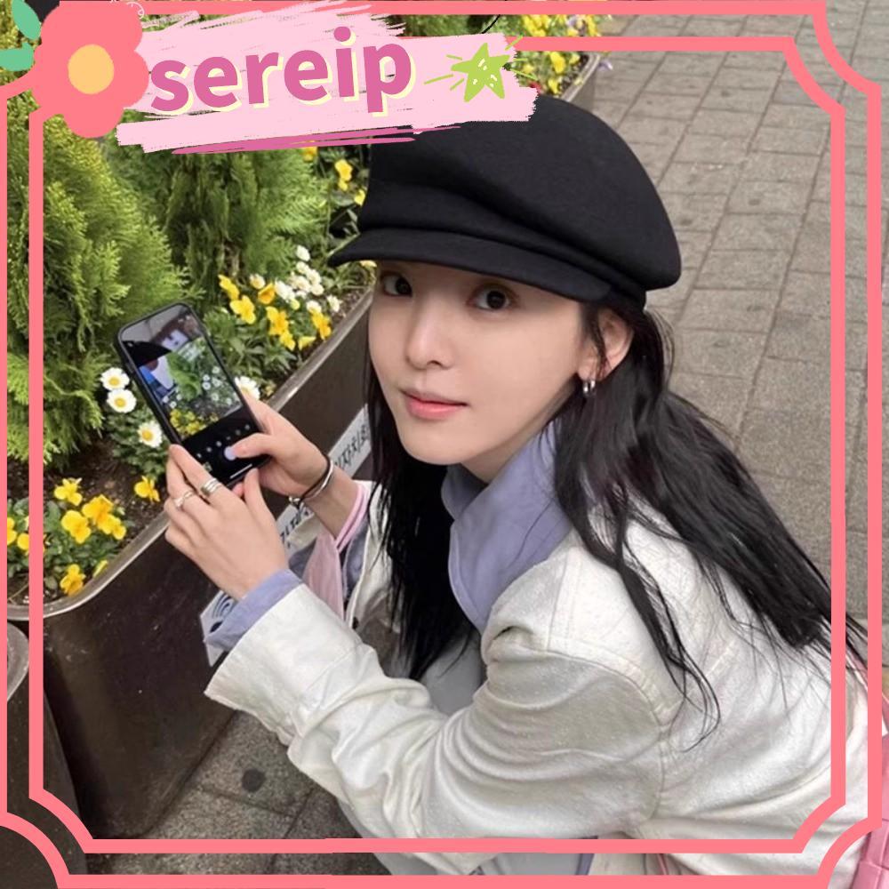 Mũ lưỡi trai SEREIP, Mũ len pha trộn dốc vành Newsboy, Mũ nồi thoáng khí màu trơn cổ điển dành cho nữ