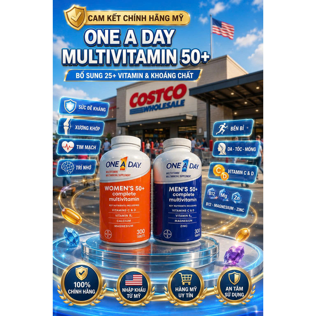 [HÀNG MỸ] Viên Uống Bổ Sung Vitamin Cho Người Trên 50 Tuổi One A Day 50+ (300 Viên)