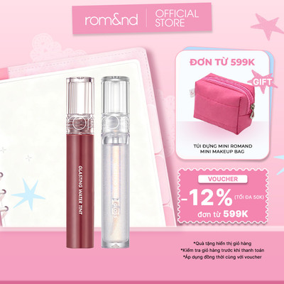 Combo Son tint lì Romand Glasting Water Tint 4g + Son bóng Romand Glasting Water Gloss 4.5g