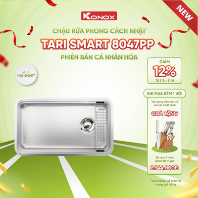 Chậu rửa bát inox 1 hố chống xước Konox TARI SMART 8047PP phong cách Nhật phiên bản cá nhân hóa - Bảo hành 10 năm