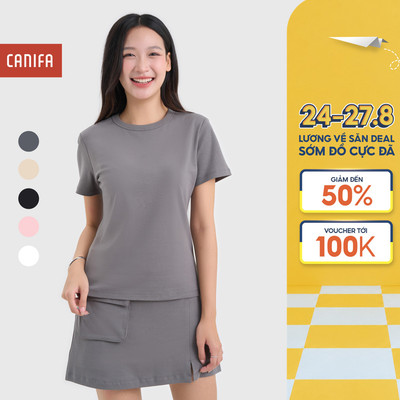 Áo phông nữ basic dáng suông CANIFA chất cotton mềm mại 6TS25S020