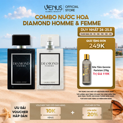 [MUA 1 TẶNG 1] Combo Nước hoa Nam - Nữ Laura Anne Diamond Homme - Femme 45ml