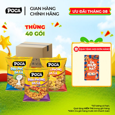 Thùng Đậu Phộng Da Cá POCA 68G x40 Gói Vị Nước Cốt Dừa/Mực Cay/Phô Mai - Đậu Phộng Giòn Rụm