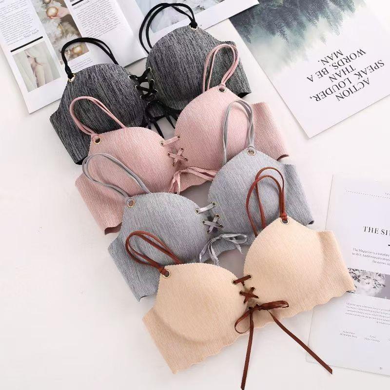 Một Mảnh Liền Mạch Quần Lót Nữ Gợi Cảm Nhỏ Ngực Không Vòng Thép Dây Đeo Trước Dây Rút Dây Đeo Đơn Gi