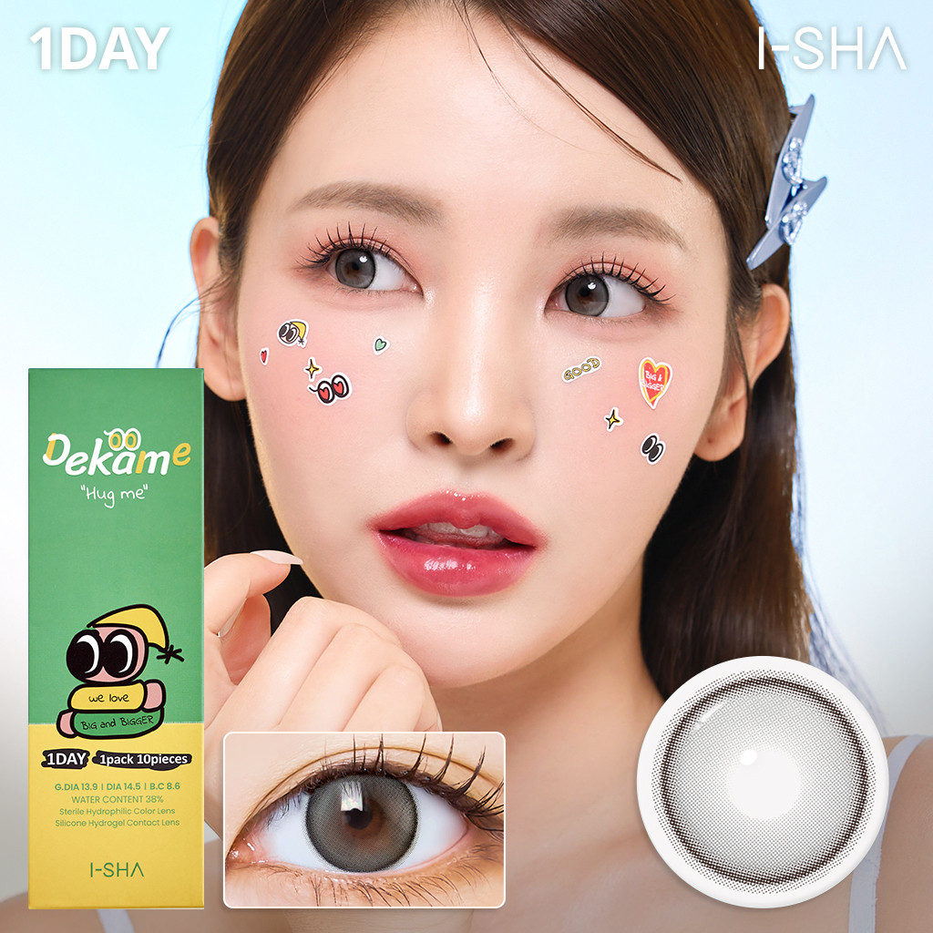 Hộp 10 lens I-SHA Dekame Hug Me Gray 1 ngày chính hãng Hàn Quốc có độ cận