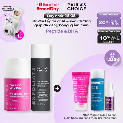 Bộ đôi làm sạch và tái tạo da Paula's Choice Pro-collagen Peptide và 2% BHA liquid 1510-2010