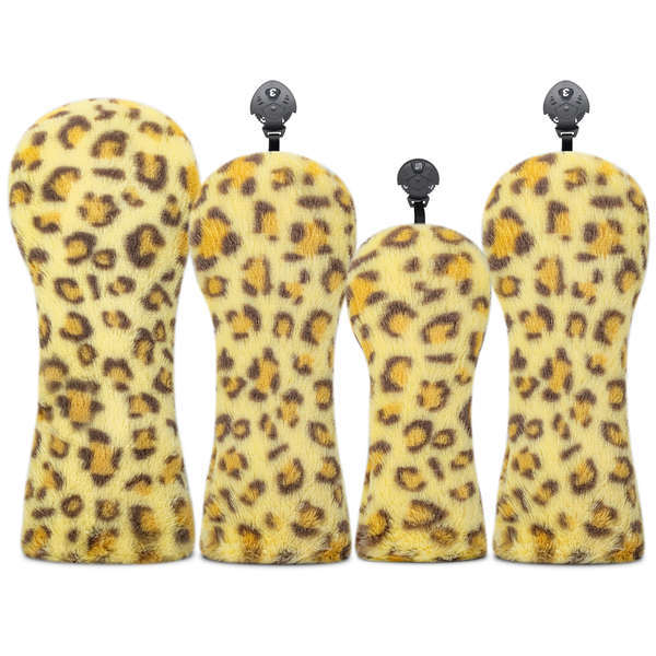 Putter Cover Head Cover Golf Wood Cover Yellow Leopard Print Soft Plush No. 1 Gỗ Số Vỏ nắp chân gà n