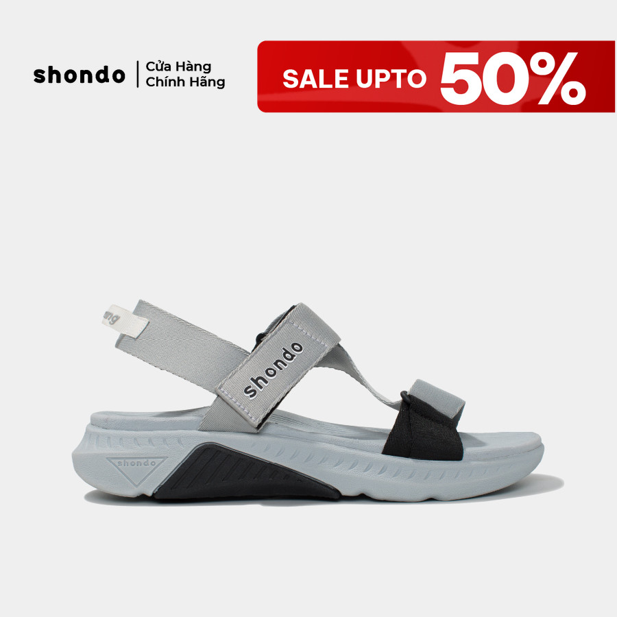 Giày Sandal Nam Nữ Shondo F7R Đế Phylon Cao 5cm Xám Phối Đen F7R1020