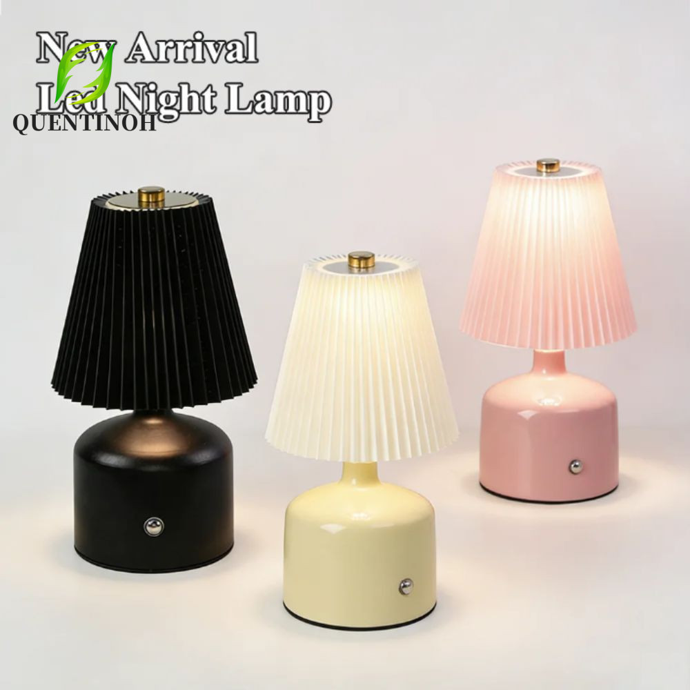 Đèn ngủ vải QUENTINOH, Đèn ngủ có thể điều chỉnh độ sáng LED, Điều khiển cảm ứng Deco Vải mờ vô cấp 