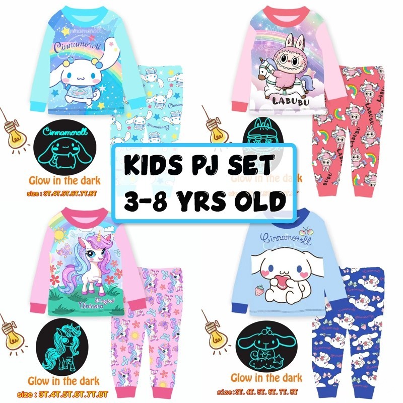3-8 Years Old Kids Pyjamas / Glow in the Dark Children Sleepwear / Kids Pajamas Set