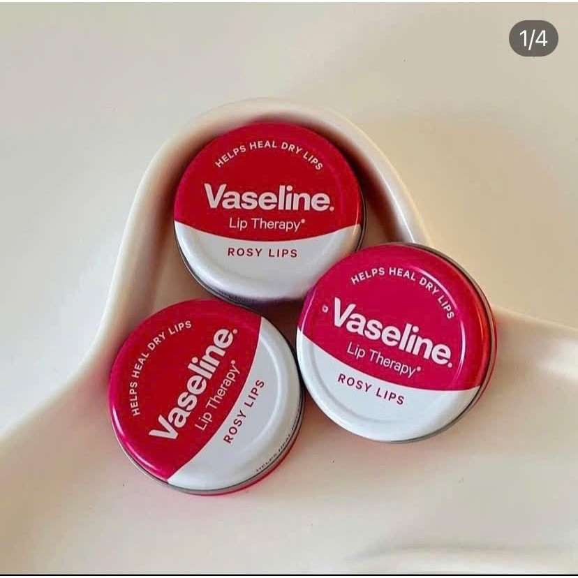 VASELINE hộp thiếc tròn hồng sáp nẻ môi Vaseline Lip Therapy 20g Rosy Lips