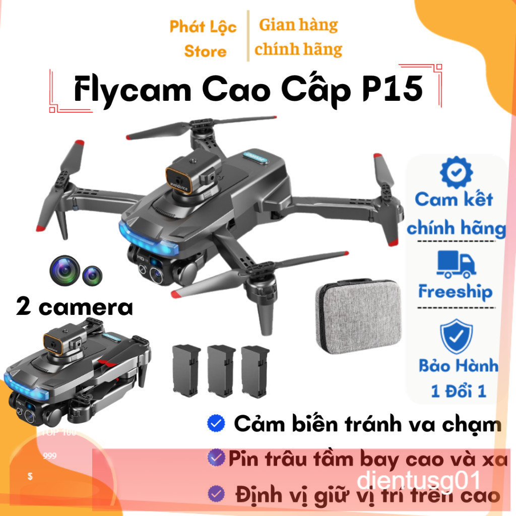 Fly cam Giá Rẻ Drone P14 Pro Max, Flycam P15 Play Camera Pin 2000mAh bay 20 Phút, Cảm Biến 4 Chiều, 