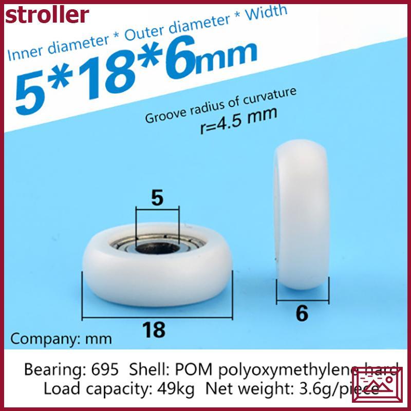 Slvn 2 Chiếc 695ZZ 5x18x6mm POM Nylon Vòng Loại Con Lăn Bánh Xe POM Bọc 695ZZ Mang Ròng Rọc Bánh Xe 