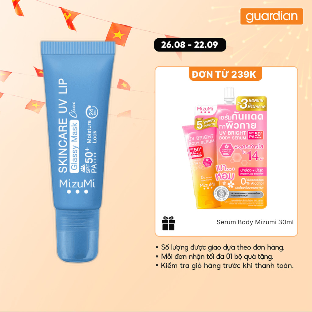 Mặt Nạ Môi Hỗ Trợ Chống Nắng MizuMi Skincare UV Lip Glassy Mask SPF50+ PA++++ 8Ml