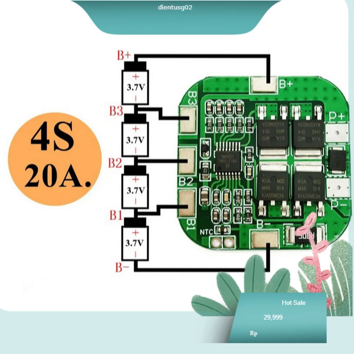 Mạch 4S 20A 14.4V 16.8V - Mạch Sạc và Bảo Vệ khối pin Lithium ion 4S 18650