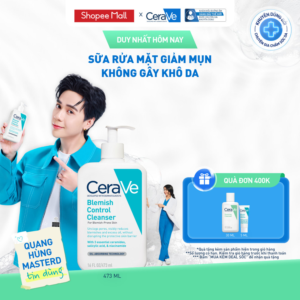 Sữa rửa mặt giảm mụn CeraVe Blemish Control Cleanser 473ml