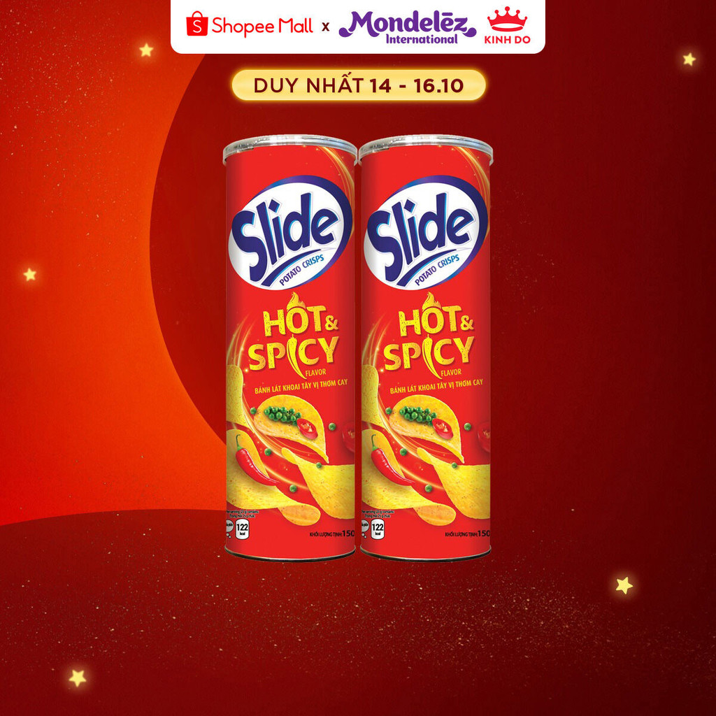 Bánh Lát Snack Khoai Tây Slide Vị Thơm Cay, Combo 2 Lon X 145G