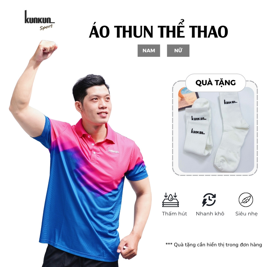 Áo pickleball nam PUA006 polo chất thun lạnh, thoáng khí, nhanh khô - KunKun Sport