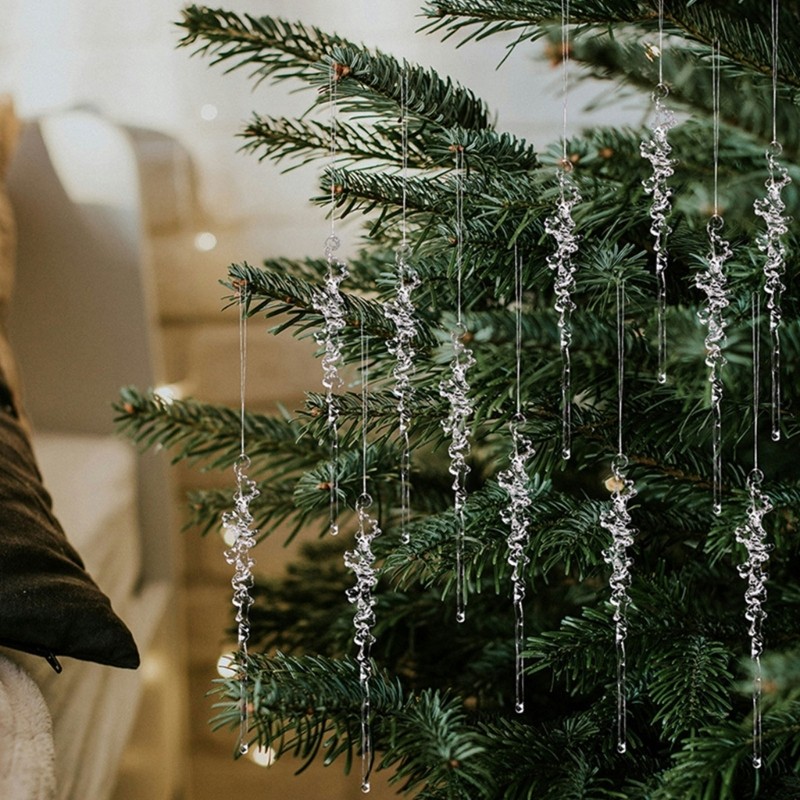 AMOONE 12 Chiếc Acrylic Trong Suốt Icicle Treo Đồ Trang Trí Cây Giáng Sinh Hình Icicle Trang Trí Cho
