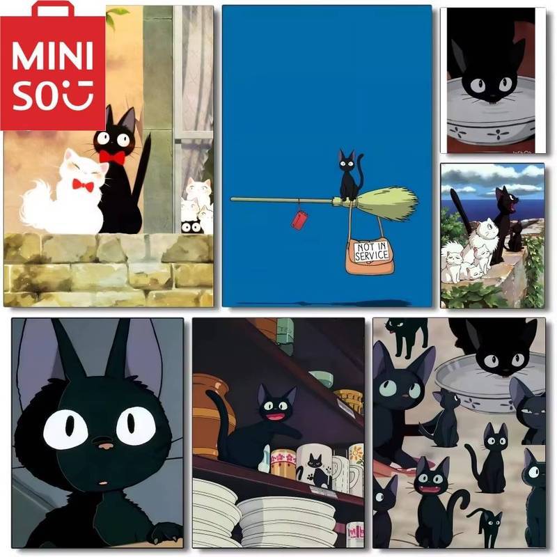 Dịch vụ giao hàng của Kiki Canvas Art Mèo đen Anime Phim phòng ngủ Trang trí tường