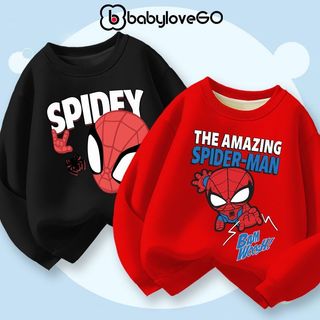  Áo nỉ sweater cho bé trai BabyloveGO áo Siêu nhân Marvel chất nỉ hai da dày ấm giữ nhiệt cho bé 1-10 tuổi 