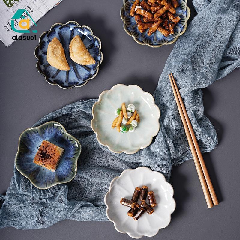 [Alasuo] 1 Đĩa Gốm Sứ Hình Hoa Đĩa Hạt Sứ Đĩa Nhỏ Mini Tương Gia Vị Bộ Đồ Ăn Đồ Dùng Nhà Bếp [VN]