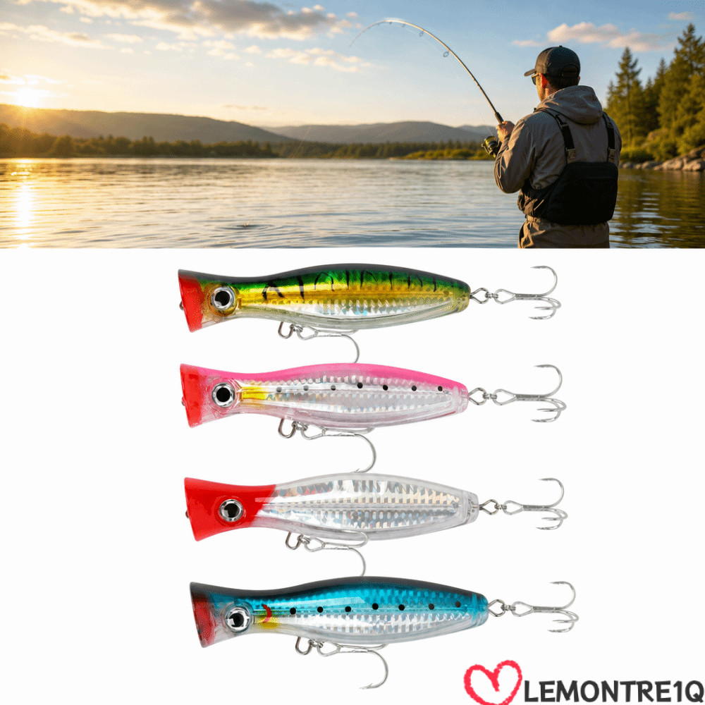 LEMONTREE 4 Mồi Popper Nước Hàng Đầu, Kích Thước Lớn 12cm 43g Topwater Popper, Bền Đẹp Với Mắt ABS C