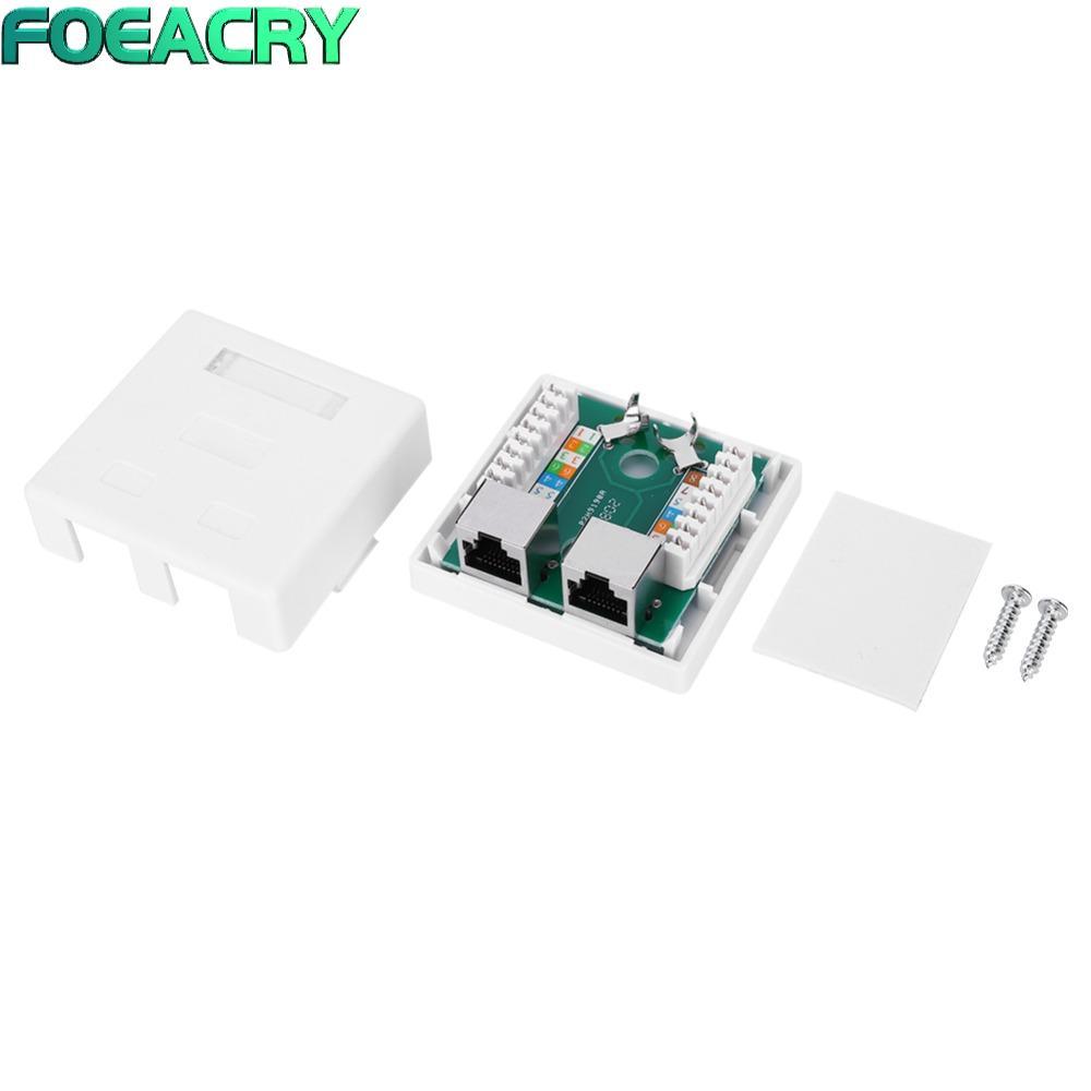 Hộp gắn FOEACRY RJ45-8P8C, có ốc vít và băng keo hai mặt Hộp gắn bề mặt 2 cổng, Lắp đặt bộ chuyển đổ