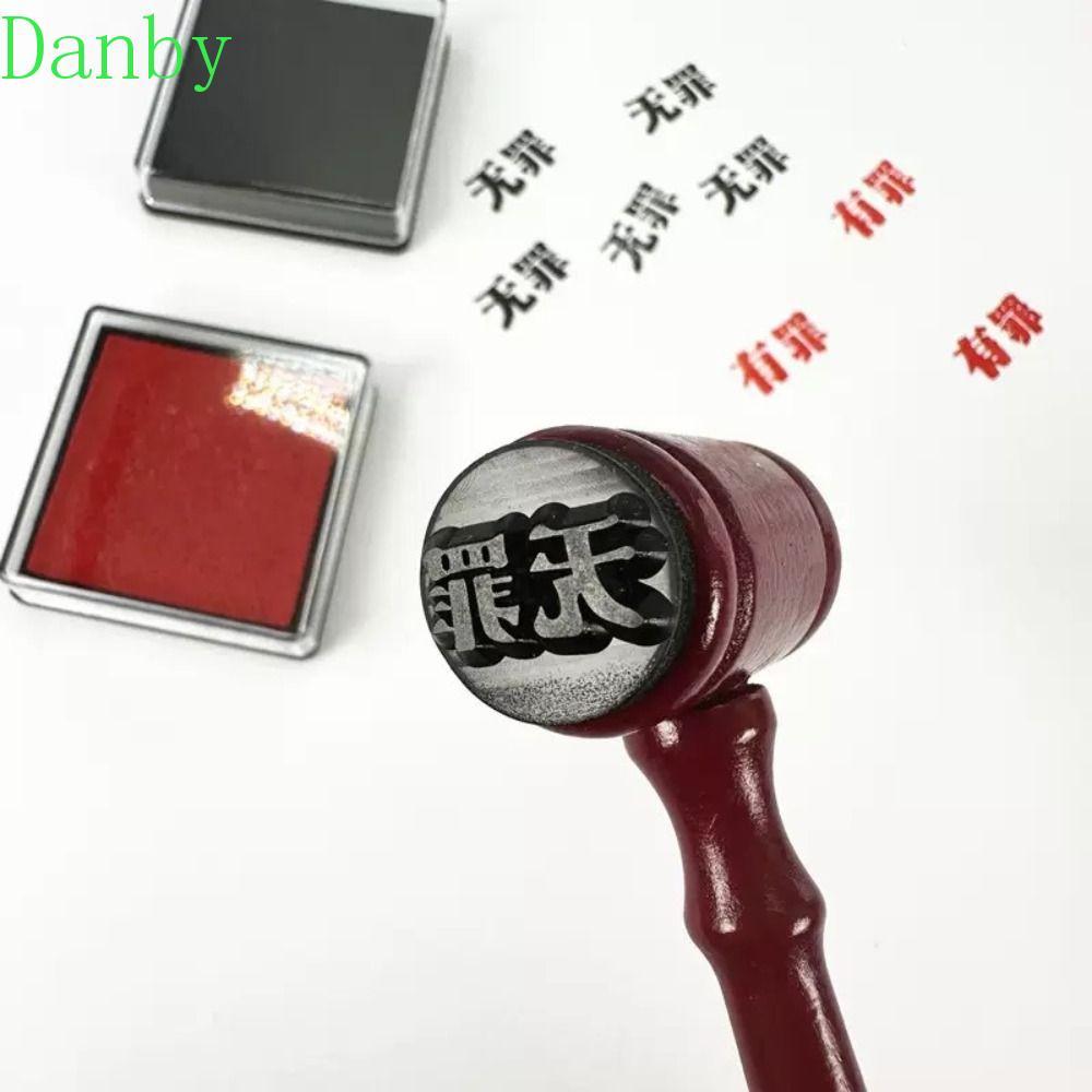 DANBY Judge Stamp Hammer, Inkpad Đồ Chơi Màu Đỏ Búa Gỗ, Thẩm Phán Trang Phục Phụ Kiện Dụng Cụ Di Độn