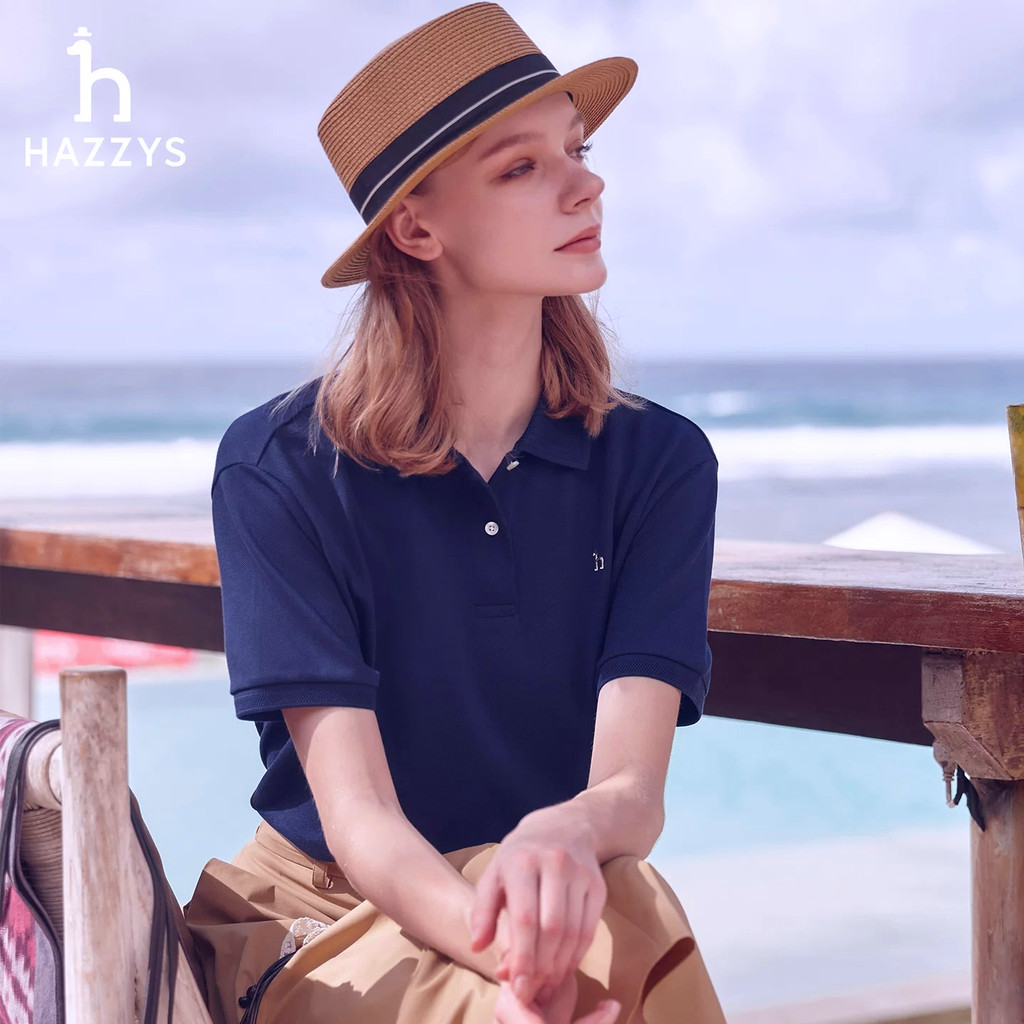 Áo Sơ Mi Polo Thời Trang Nữ Hazzys Tay Ngắn Rời Top Hợp Thời Trang 0706