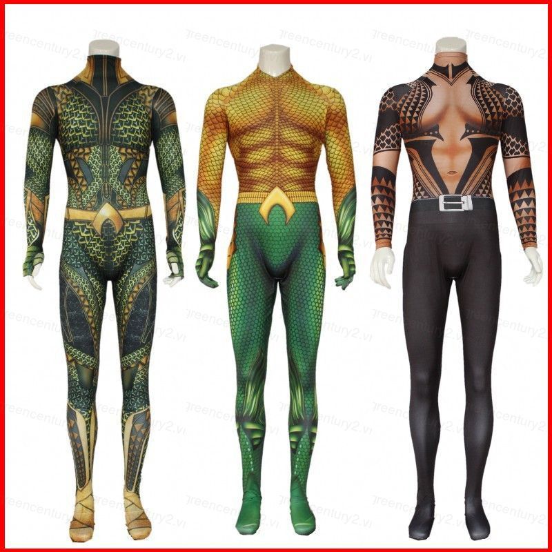 Aquaman 2 Cosplay Áo liền quần Man 3D Quần Một Mảnh Phù Hợp Với Trẻ Em Người Lớn Aquaman Và Vương Qu
