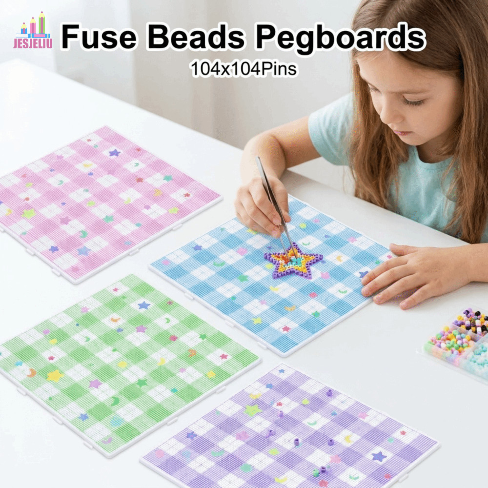 JESJELIU Bảng cắm hạt Fuse Beads, 78x78/104x104 chốt, cho hạt 2.6mm Perler Beads, hình ngôi sao mặt 