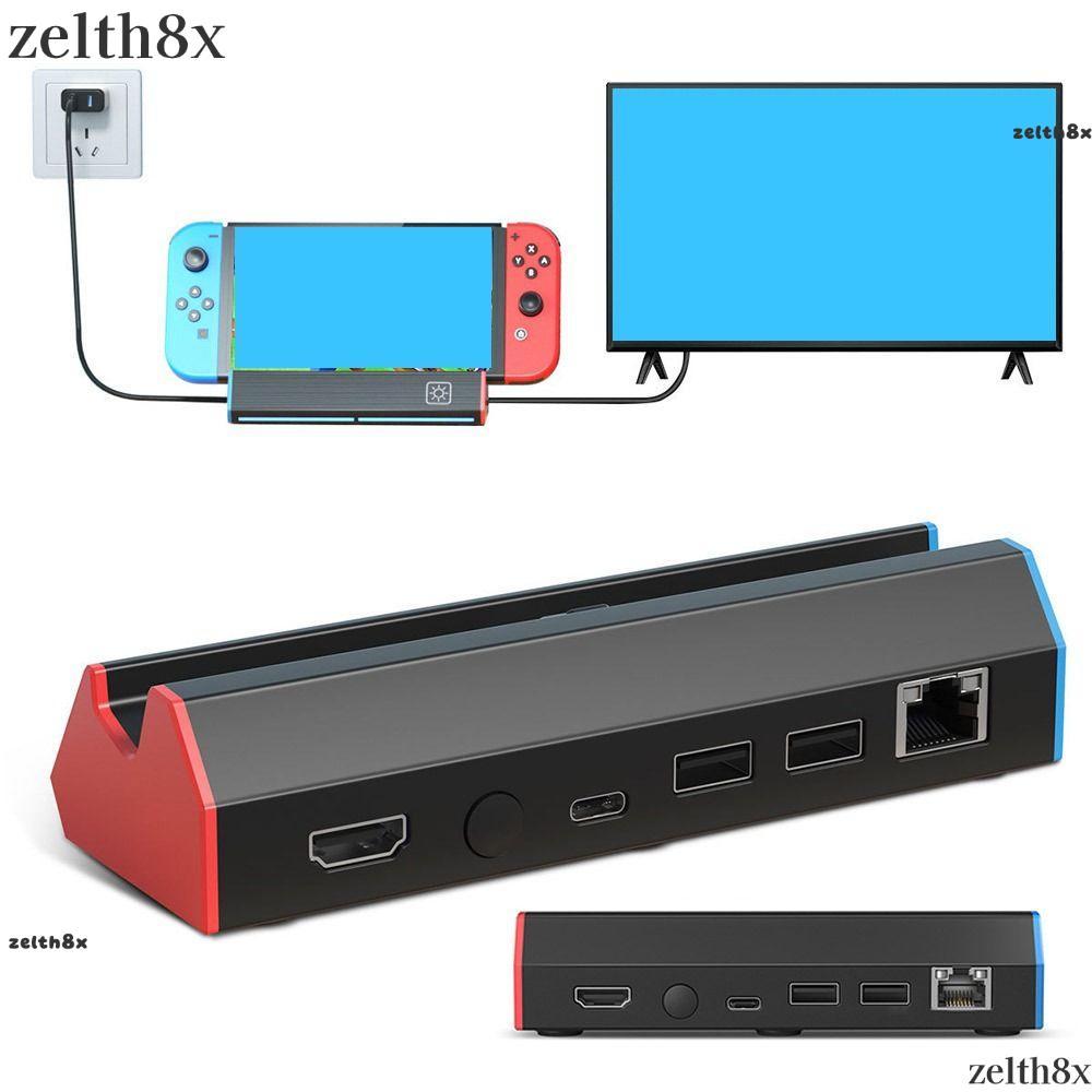 Trạm đế TV ZELLH, Bộ chuyển đổi HDMI USB Type-C, Bộ chuyển đổi Hub 4K @ 120Hz di động cho Switch / S