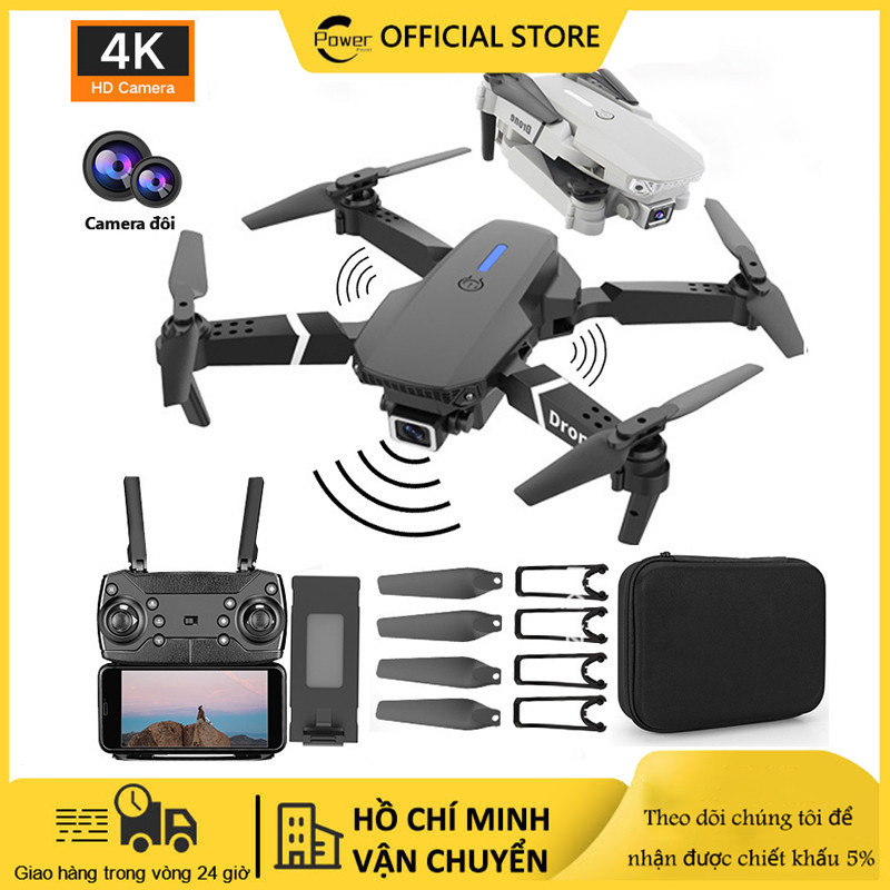 Máy bay flycam mini giá rẻ E88 Pro 4K - Drone Camera 4K wifi mắt quang cân bằng khi bay,