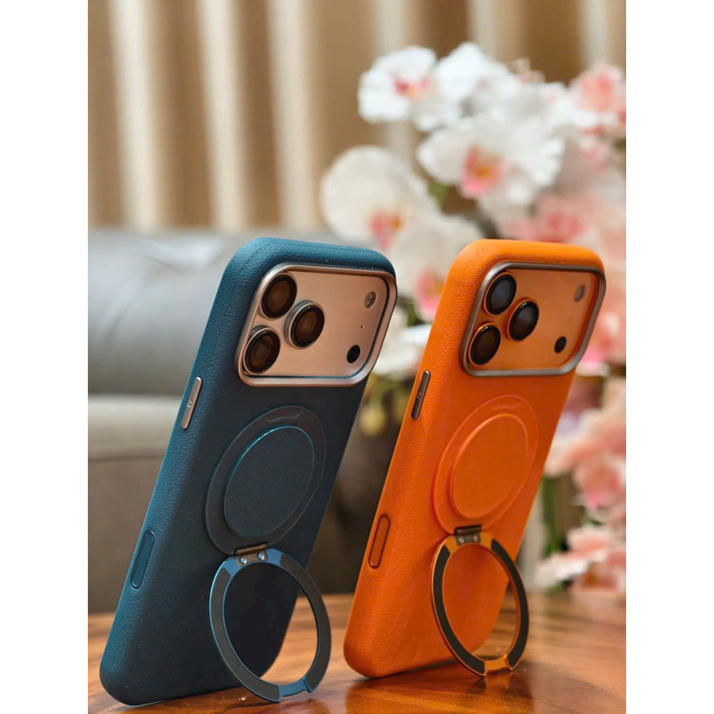 Ốp Da LE PRIUS Cao Cấp Iring Từ Tính Xoay 360° MagSafe iPhone 17 Pro Max / 17 Pro