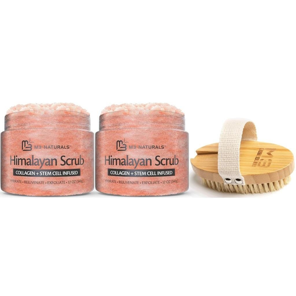 DryBrushforBodyExfoliationforCelluliteandBodyFirming & HimalayanSaltFootHandBodyScrub (2Pack) W8AU 2