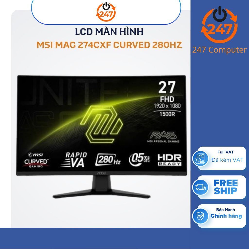 Màn hình Gaming MSI MAG 274CXF (27 inch/ VA/ FHD/ 280Hz/ Cong) - Chính hãng bảo hành 24 tháng