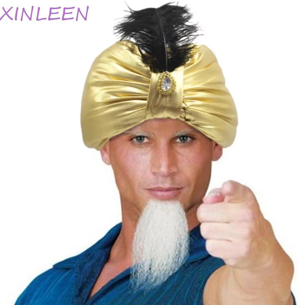 XINLEENST Ả Rập Xếp Ly Turban, Trang Điểm Mũ Ả Rập Mũ Xếp Ly Ấn Độ, Mũ Dân Tộc Quấn Đầu Sultan Trang